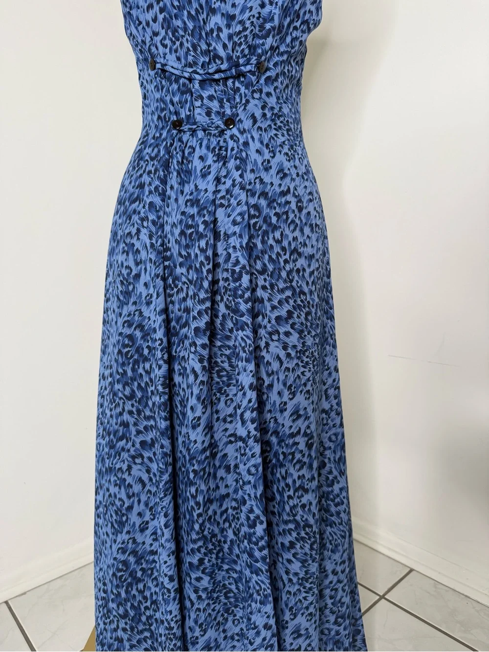 Coldwater Creek Blue Leopard Print Sleeveless Maxi Dress - Picture 9 of 16